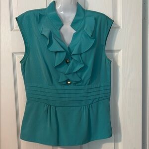 Gianni Bini Blue Sleeveless Ruffled Peplum Blouse